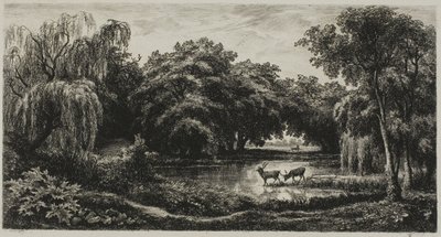 マーシュ ウィズ スタッグズ 作： Charles Francois Daubigny
