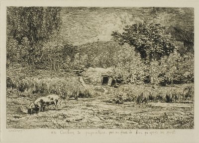 果樹園の豚 作： Charles Francois Daubigny