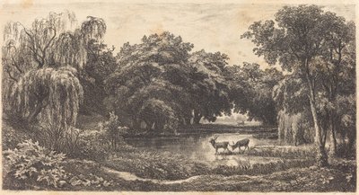 鹿のいるプール 作： Charles Francois Daubigny