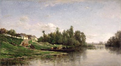 川の情景、1859 作： Charles Francois Daubigny