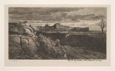 クレミューイゼール城の遺跡、1850年。 作： Charles Francois Daubigny