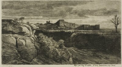 クレミュー城 (イゼール) の遺跡 作： Charles Francois Daubigny