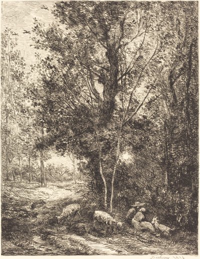 羊飼いと羊飼い (Le Berger et la bergere) 作： Charles Francois Daubigny