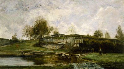 オプテヴォスバレーの水門、1854年 作： Charles Francois Daubigny