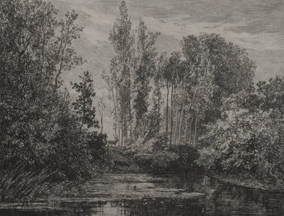 水辺の雄鹿 作： Charles Francois Daubigny