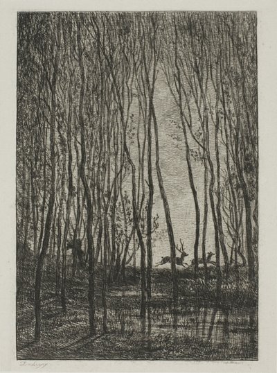 森の中の雄鹿 作： Charles Francois Daubigny