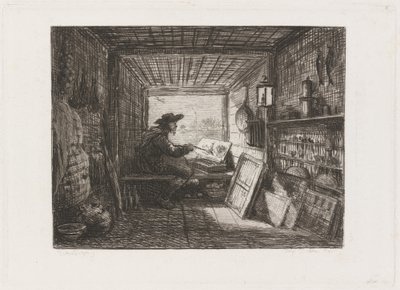 船上のスタジオ (Le Bateau-atelier) 作： Charles Francois Daubigny