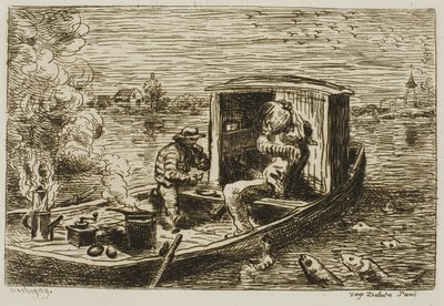 嚥下（船上での食事） 作： Charles Francois Daubigny