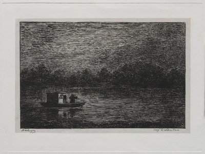 The Boat Trip: Night Voyage or Net Fishing 第 2 版、1861 年。 作： Charles Francois Daubigny