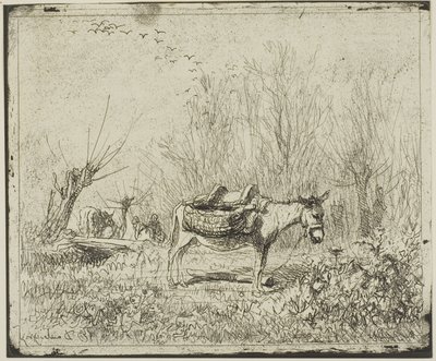 牧草地のロバ 作： Charles Francois Daubigny