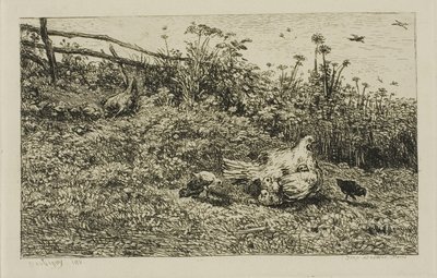 めんどりとひよこ 作： Charles Francois Daubigny