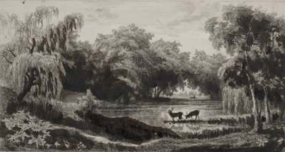 雄鹿のいるプール 作： Charles Francois Daubigny
