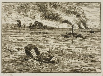 蒸気船 (蒸気港) 作： Charles Francois Daubigny
