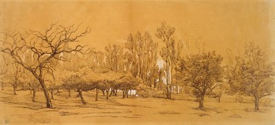 サン・ドニの果樹園の風景 19世紀半ば 作： Charles Francois Daubigny