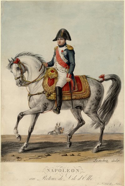 エルバ島から帰還するナポレオン - Levachez, Charles Francois Gabriel (active 1760-1820) - 1815 - リトグラフ、水彩 - 38,3x25,3 - Private Collection 作： Charles Francois Gabriel Levachez
