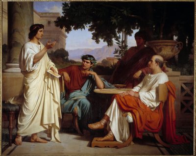 メセネのヴィルジル、ホラース、ヴァリアス 絵画：シャルル・フランソワ・ジャラベール（1819-1901） 1846年 ニーム、ボザール美術館 - メセネの家のヴィルジル、ホラース、ヴァリアス。シャルル・フランソワ・ジャラベール(1819-1901)の絵画 1846年フランス、ニームの美術博物館 作： Charles François Jalabert