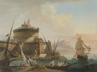 日没時のハーバーシーン 作： Charles Francois Lacroix de Marseille