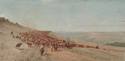 群れを運転する、1904年 作： Charles Franklin Reaugh