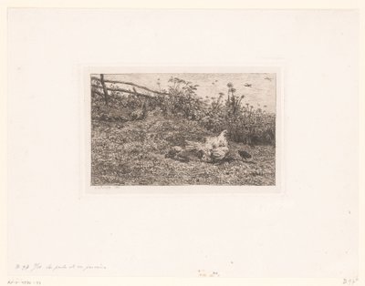 キップはクイケンを置きます めんどりとひよこ 作： Charles François Daubigny (attributed to)