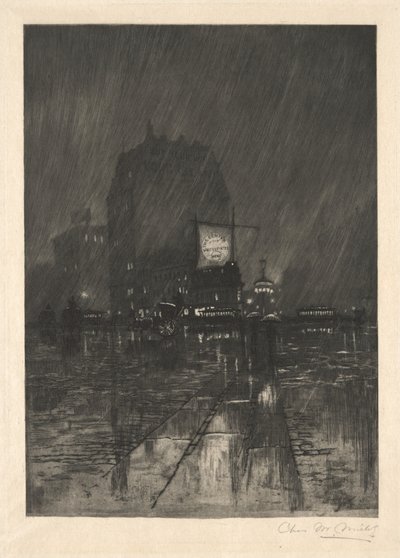 雨の夜、マディソン スクエア 作： Charles Frederick William Mielatz