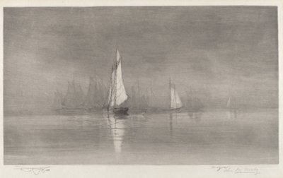 帆船のある無題の港の情景、c. 1900年。 作： Charles Frederick William Mielatz