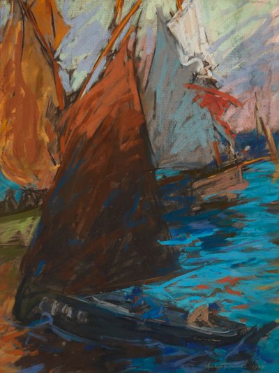 サマーセーリング（濃い紙にパステル） 作： Charles Fromuth