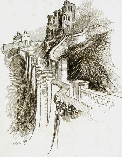 スカボロー城、ノース ヨークシャー、1892～1933 年 作： Charles George Harper
