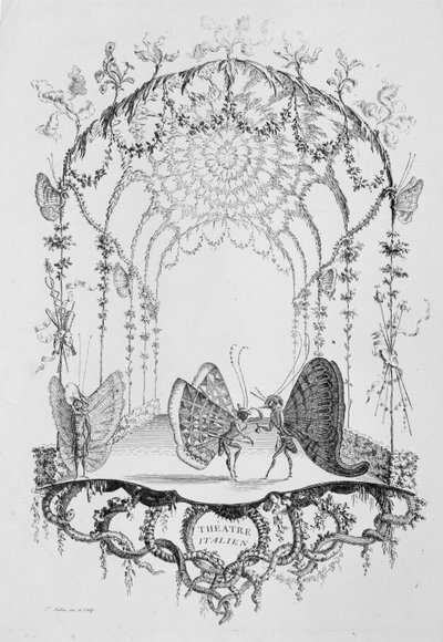 イタリアの劇場 イタリアの劇場、Essai de Papilloneries Humaines par Saint A..​​.、ca. 1756-60。 作： Charles Germain de Saint Aubin