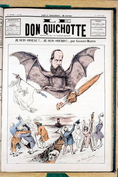 ル・ドン・キホーテ」の表紙、カラーによる風刺画 作： Charles Gilbert Martin