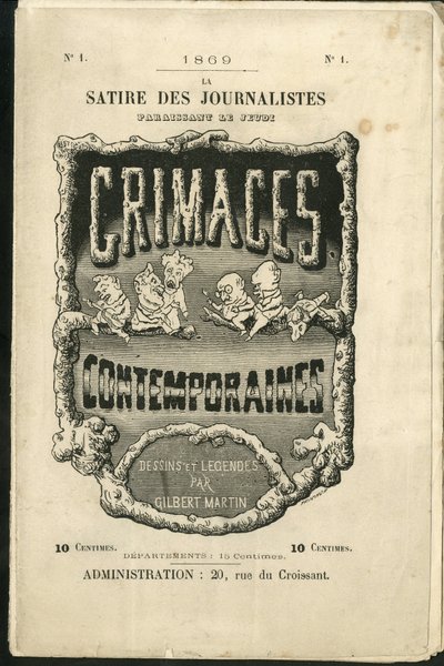 Charles Gilbert-Martin (1839-1905)による "Contemporary Grimaces "の表紙イラスト 作： Charles Gilbert Martin