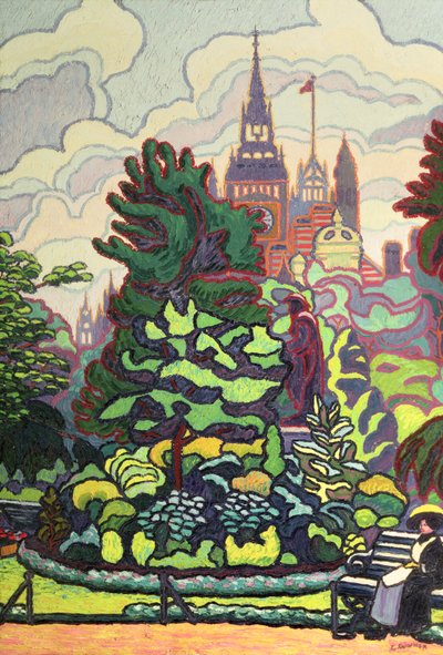 ビクトリア堤防沿いの庭園 作： Charles Ginner