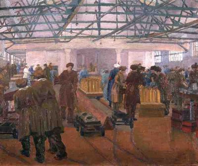 軍需工場（キャンバスに油彩） 作： Charles Ginner