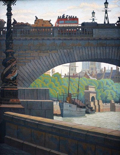 古いウォータールー橋 (オイル) 作： Charles Ginner