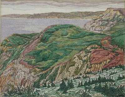 ドーセットコースト、1927年頃（紙にペン＆インク＆水彩） 作： Charles Ginner