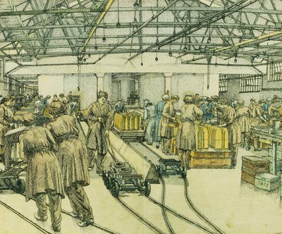 充填工場、ヘレフォード 作： Charles Ginner