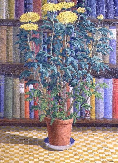 植木鉢の黄色い菊 作： Charles Ginner