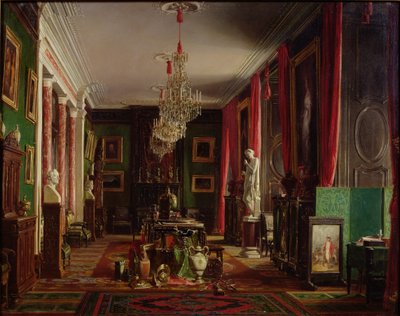 1859年ルーブル美術館のアルフレッドエミリアン（1811-92）帝国博物館の局長、ニーヴェルケルケ伯爵の内部 作： Charles Giraud