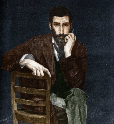 フランスの探検家Pierre Savorgnan of Brazza (1852-1905)の肖像。 作： Charles Giron