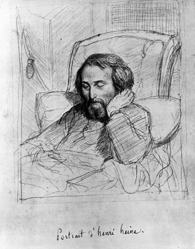 ハインリッヒ・ハイネ（1797-1856）、ドイツの作家。シャルル・グリエールによるドローイング。 作： Charles Gleyre