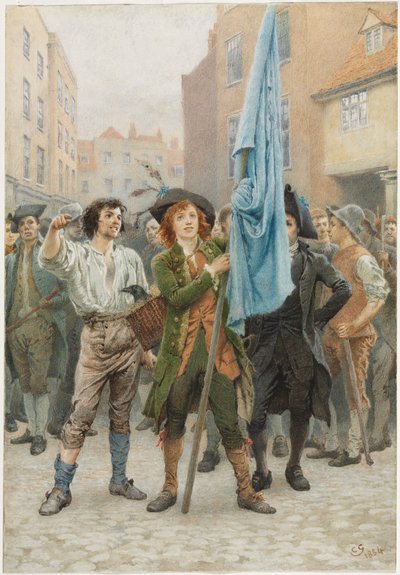 ゴードン暴動を導くバーナビーラッジ、1884年。 作： Charles Green
