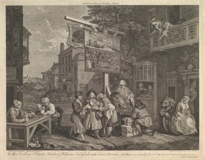 投票のためのキャンバス、プレートII：選挙の4つの版画、1757年2月20日。 作： Charles Grignion