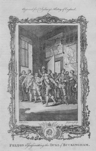 1773年、バッキンガム公を暗殺したフェルトン。 作： Charles Grignion