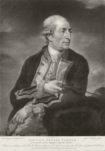 ジョージファーマーの肖像（1732-79）ジョンマーフィーによって刻まれたHMS &39;ケベック&39;の船長。ジョン・ボイデル（1719-1804）1780 作： Charles Grignion
