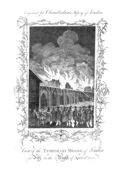 臨時のロンドンオンファイアーブリッジの眺め... 1758年、c1770 作： Charles Grignion