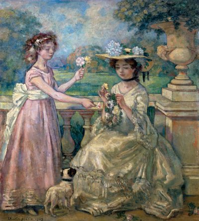 「テラスの二人の少女」、1903年。 作： Charles Guerin