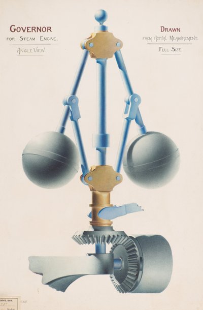 蒸気機関のガバナー - アングル ビュー 作： Charles Gustav Louis Phillips