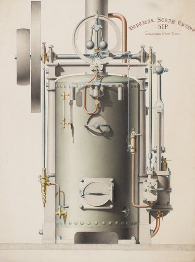 垂直蒸気機関、5馬力 (水彩) 作： Charles Gustav Louis Phillips