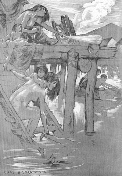 原始的な浴場（リトグラフ 作： Charles Haslewood Shannon