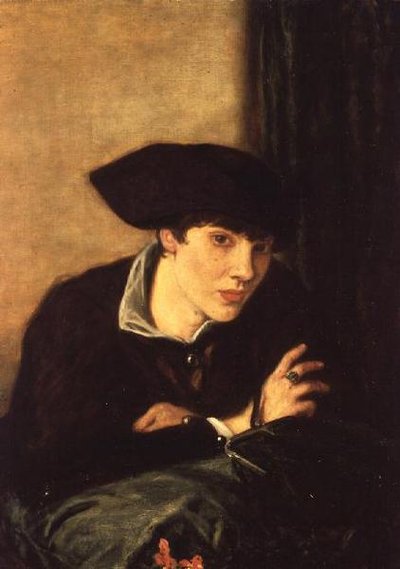 黒い帽子の女性、ミスレイチェルカステランの肖像、1915 作： Charles Haslewood Shannon