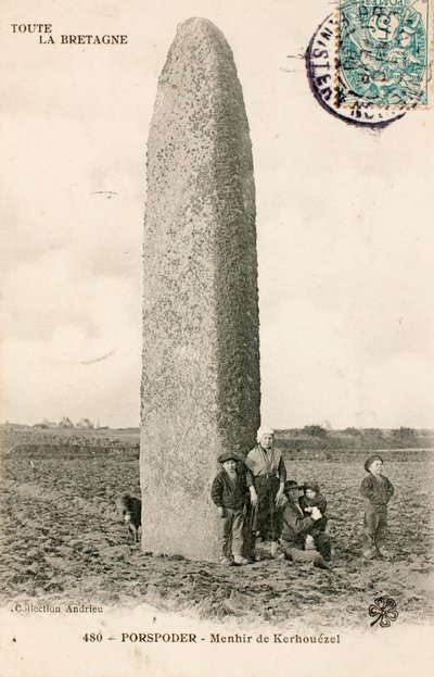 古い絵葉書/Menhir de Kerhouezel/Porspoder/Finistere/Brittany/French 作： Augustus Kollner